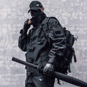 Urban Tactical Techwear <b>Jacket</b> Men <b>Waterproof</b> Multi-Pocket Functional Windbreaker Streetwear Cyberpunk Ninja Utility Parka Coat - Product Image 3