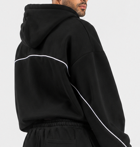 Wholesale Men's <b>Black</b> Contrastline Hoodie's Casual Oversized Breathable Men's <b>Sweatshirts</b> Premium Fleece Men's Pullover Hoodie's - Product Image 2