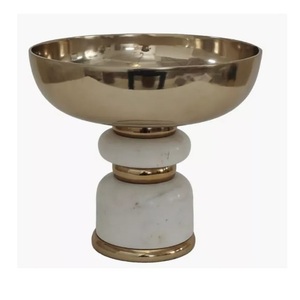 Gold Plated Finishing Finishing Aluminum Fruit Serving <b>Bowl</b> <b>Large</b> Capacity Eco-Friendly Metal Table Top Decorative <b>Bowl</b> - Product Image 2