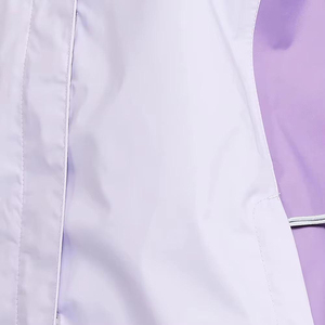Women's Purple Hooded Waterproof <b>Jacket</b> Full Sleeve Zipper Closure Contrast Color Utility Style Spring Wear - Product Image 4
