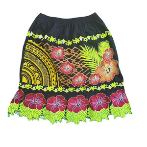 Latest Fashion Hawaiian Islander Design High-<b>waisted</b> A-line Eco-Friendly Polyester/Cotton Embroidery Mini <b>Skirt</b> High Women - Product Image 2