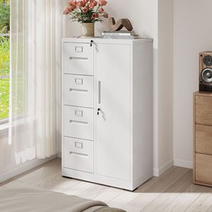 Armoire de classement verticale en métal avec serrure, casier à dossiers en acier, 4 tiroirs, 1 porte pour entrepôt - Product Image 1