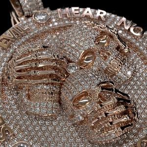 Pendentif 3D personnalisé en argent 925 avec squelette humain en moissanite VVS, serti de pierres, coupe brillante ronde, passe le test du diamant, bijoux fins - Product Image 2