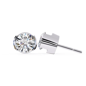 Pendientes de Moissanita Redondos Brillantes de 7mm con Engaste Único, Joyería Fina, Regalo para Mujer - Product Image 1