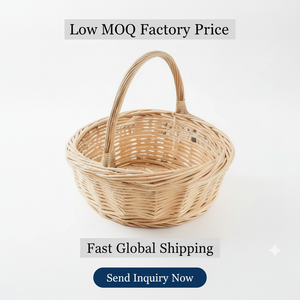 Cesta de mimbre natural de lujo tejida a mano con asa, cesta grande de ratán para pícnic, frutas, cosecha, regalo, mercado, almacenamiento y decoración - Product Image 2