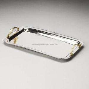 Metal Serving Tray With Handles <b>Mirror</b> Polish High Quality Decorative Trays Hot Sell Fruits Tea Snacks Tray Custom Size - Product Image 5