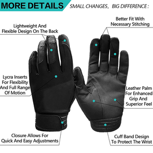 Gants de frappeur de baseball professionnels en cuir pleine fleur 2026 – Fermeture de poignet réglable, confortables et élégants - Product Image 2