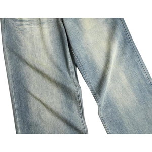 Jeans en denim ample à jambes larges pour hommes, noir délavé, style streetwear surdimensionné et baggy - Product Image 2