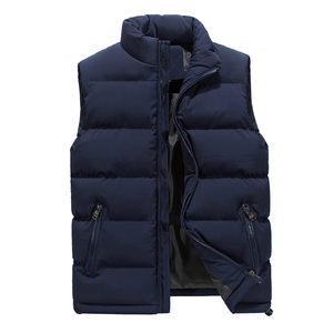 Gilet matelassé léger personnalisé pour homme, sans manches, entièrement zippé, chaud pour l'hiver, avec poches zippées - Product Image 2