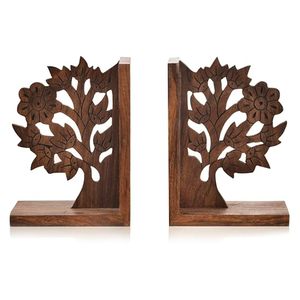 Art Deco Wooden Desktop <b>Bookends</b> with Metal Storage Organizer Home Decor Pen Pencil Desk Set - Product Image 5
