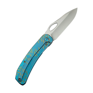 Navajas Plegables con Mango de Metal Plateado, Hoja de Acero Inoxidable, Diseño Compacto y Ligero para Acampar al Aire Libre y Uso General - Product Image 2