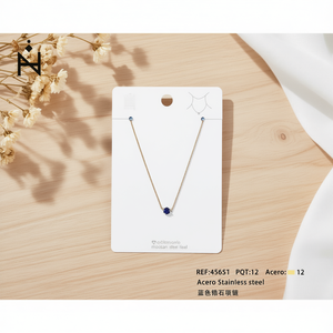 Collana Minimalista da Donna con Pendente Rotondo in Moissanite Taglio Brillante e Montatura a Castone in Acciaio Inossidabile - Product Image 3