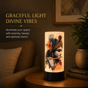 Lord Krishna LED Table <b>Lamp</b> Peacock Feather Flute Spiritual Night Light Decorative Home Temple Bedroom Gift Acrylic <b>Lamp</b> 9.5 - Product Image 3
