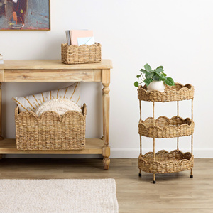 Wholesale High Quality Handcrafted 3-Tier Scalloped Seagrass Woven Storage Rack Suitable for Baby Nursery & Bathroom Organizer - Product Image 4