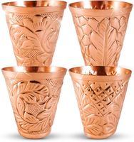 Mug en cuivre Pojan de qualité supérieure, écologique, design martelé, avec couvercle marron, pot à bougie, vaisselle personnalisée et élégante, Uttar Pradesh