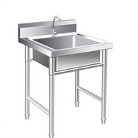 Wastafel Komersial Stainless Steel 304 Kapasitas Besar 1 2 3 Kompartemen Wastafel Cuci Industri untuk Dapur Pusat