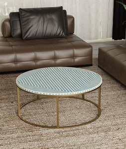 Tabouret rond en os incrusté fait main, écologique, prix abordable, modèle moderne à vendre, pour table, maison et bureau - Product Image 1