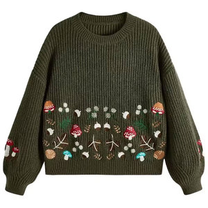 เสื้อสเวตเตอร์ไหมพรมผู้หญิงแฟชั่นลำลองสำหรับฤดูหนาว พร้อมโลโก้ด้านหน้า สวมใส่สบาย ระบายอากาศได้ดี เหมาะสำหรับใส่ทุกวัน ดีไซน์ล่าสุด - Product Image 1