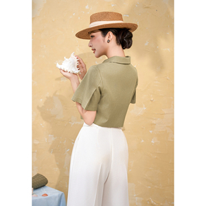 Blusa Elegante para Mujer, Color Oliva, Cierre Frontal con Cremallera, Estilo Oficina, Casual de Negocios, Cómoda, Tipo Croptop, ODM OEM LEX - Product Image 3