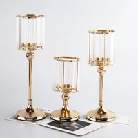 Nouvel Arrivage – Ensemble de Bougeoirs en Cristal Doré Élégant et Luxueux – Grand Chandelier en Métal – Centre de Table de Mariage – Décoration Intérieure