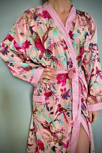 Cotton Kimono Bathrobe Turkish Cardigan Nightwear <b>Dressing</b> <b>Gown</b> Bird Print Beach Bikini for Summer Spa and Bath Gift - Product Image 6