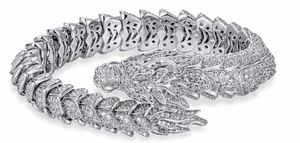 18k Gold Plated Silver Dragon Head Stainless Steel <b>Bangle</b> Link Bracelet with Rhinestone Inlay Trendy Party Gift for <b>Men</b> - Product Image 4