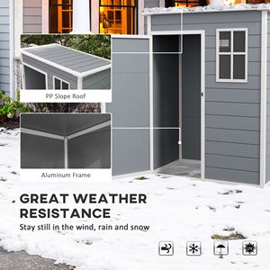 Casetta da Giardino in Resina 5FT X 3FT, Ripostiglio Esterno in PVC per Attrezzi con Finestra con Serratura e Ventilazione per Cortile e Patio, Colore Grigio - Product Image 6