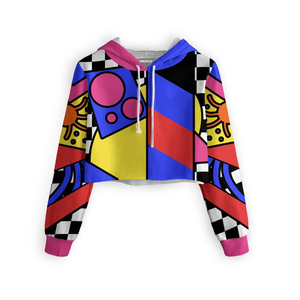 Sudadera recortada de gran tamaño para mujer con logotipo personalizado Sudadera con estampado forrado de invierno Streetwear Pullover-Moda al por mayor - Product Image 1