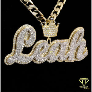 Luxury <b>Custom</b> Double Layer Letter Pendant Personalized <b>Name</b> <b>Necklace</b> Hip Hop Jewelry with Moissanite 925 Silver - Product Image 4