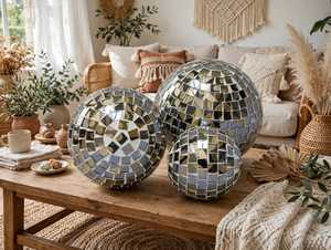 Miroir décoratif rond suspendu pour la décoration de la salle de fête, mariage, Noël, en verre artisanal de haute qualité - Product Image 1