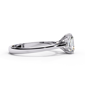 Bague de fiançailles solitaire en diamant de culture radiant taille radiant avec certification IGI, style tendance en or blanc - Product Image 4