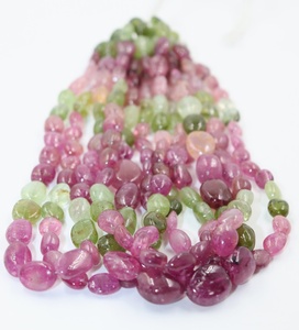 Cuentas lisas de turmalina de sandía natural, pepitas multiturmalina en forma ovalada, piedras preciosas multicolores - Product Image 3
