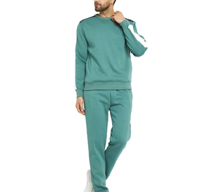 Ensemble de sweat-shirt décontracté pour homme à col rond, couleur unie, pantalon de jogging en molleton, 2 pièces, vêtements d'automne - Product Image 1