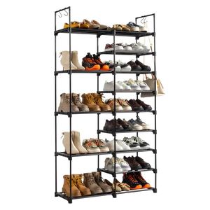"9-Layer Iron Pipe <b>Shoe</b> Rack with PP Pad & Plastic 85.7*29.8*158cm Black Non-Woven Dustproof <b>Shoe</b> <b>Storage</b>" - Product Image 4
