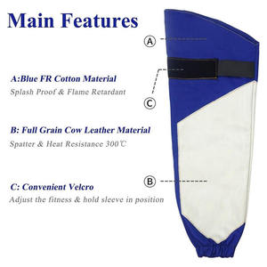 Leather Welded Flame Retardant Long <b>Sleeve</b> Safety Leather Clothing <b>Arm</b> Leather Welded <b>Sleeve</b> - Product Image 2