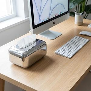 ที่ใส่กระดาษทิชชูทรงสี่เหลี่ยมผืนผ้าสีเงินเงางาม เหมาะสำหรับโต๊ะกาแฟ ห้องรับแขก แผนกต้อนรับโรงแรม และการใช้งานประจำวัน จากอินเดีย - Product Image 4