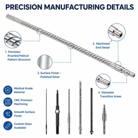 Tige filetée de précision en acier inoxydable, usinée sur mesure par CNC suisse, micro-usinage, fabrication OEM sous contrat
