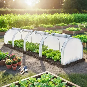 Mini-serre tunnel avec protection UV, couverture en PE et structure en acier, portes à fermeture éclair pour jardin extérieur - Product Image 1