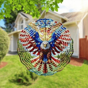 CIFbuy Girandola a Vento 3D con Bandiera Americana e Aquila Patriottica, Campanella a Vento in Metallo per Esterni, TikTok per Servizio di Ritiro Temu, Ornamenti da Giardino - Product Image 3