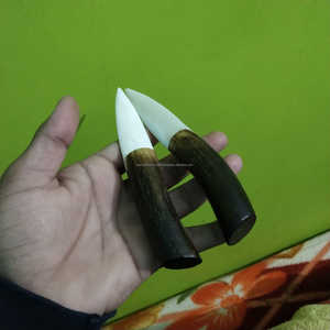 Cuchillo de bolsillo hecho a mano con hueso de búfalo blanco y mango de madera a precio económico. - Product Image 2