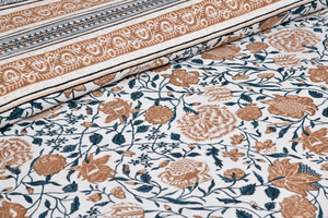 Hand Block Printed Cotton Flat <b>Sheet</b> 200TC All-Season Breathable Floral Pattern Washable Skin-Friendly Eco-Friendly Durable - Product Image 4