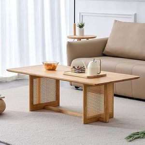 Mesa de Centro de Madera de Mango Sólida Moderna y de Lujo con Diseño Minimalista para Sala de Estar - Product Image 1