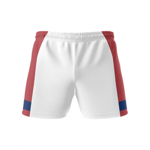 Shorts de sport unisexes bicolores blanc, rouge, bleu, taille élastique, 100 % polyester, respirant, toutes saisons, coupe classique - Product Image 1