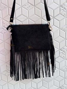 Elegante bolso de piel de vaca Real con flecos piedra turquesa multiusos Sling Gypsy Boho diseño Vintage hecho a mano nuevo botón borla - Product Image 5