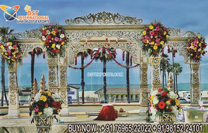 Decoración de Mandap Mayur para Bodas Indias de Gujarat, Decoración de Mandap de Fibra para Bodas del Sur de la India, Mandap Dorado Tradicional, Conjunto de Escenario para Bodas - Product Image 3