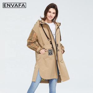 Custom Windbreaker Jackets Factory Direct Fashion Women Lightweight Windproof Jacket Khaki <b>Trench</b> Coats - Product Image 6