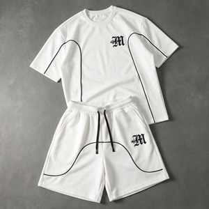 OEM Manufacturer's Custom <b>Men's</b> T Shirt and Shorts 2-Piece Set <b>Summer</b> Casual Logo Printed Clothing Customized Logo Printing - Product Image 5