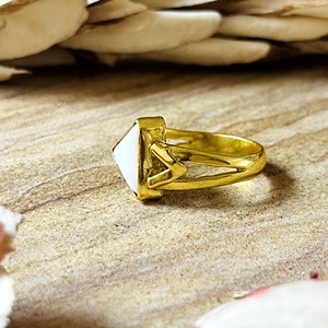 Trendy Design Bohemia Geometric White Agate Silver Eye Certified Women's 18K Gold Plated <b>Statement</b> <b>Ring</b> Wholesale/OEM/ODM - Product Image 6