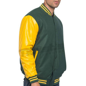 Veste de baseball pour homme en cuir de haute qualité, dernier design, respirante, à manches en cuir surdimensionnées. - Product Image 5