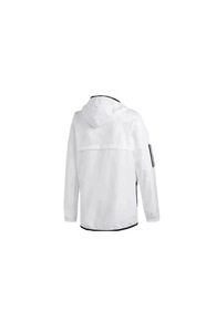 Men's Hooded <b>White</b> Canvas Polyester Windbreaker <b>Jacket</b> Zipper Closure Sporty Style Regular Fit Autumn Outerwear <b>Waterproof</b> - Product Image 3
